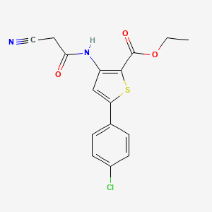 molecular formula C16H13ClN2O3S B2958088 Ethyl 5-(4-chlorophenyl)-3-(2-cyanoacetamido)thiophene-2-carboxylate CAS No. 790272-19-4