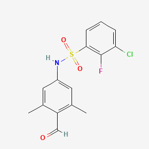molecular formula C15H13ClFNO3S B2958128 3-Chloro-2-fluoro-N-(4-formyl-3,5-dimethylphenyl)benzenesulfonamide CAS No. 1427923-85-0