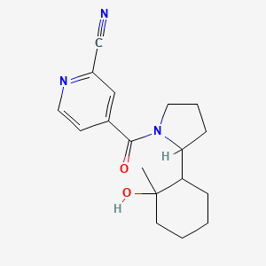 molecular formula C18H23N3O2 B2958130 4-[2-(2-Hydroxy-2-methylcyclohexyl)pyrrolidine-1-carbonyl]pyridine-2-carbonitrile CAS No. 2108342-77-2
