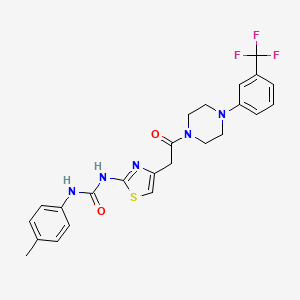 molecular formula C24H24F3N5O2S B2958132 1-(4-(2-Oxo-2-(4-(3-(trifluoromethyl)phenyl)piperazin-1-yl)ethyl)thiazol-2-yl)-3-(p-tolyl)urea CAS No. 923191-88-2
