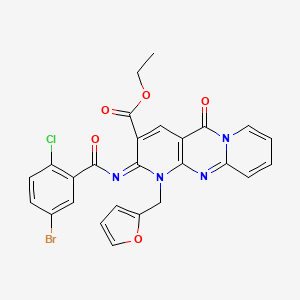 molecular formula C26H18BrClN4O5 B2958136 ethyl 6-(5-bromo-2-chlorobenzoyl)imino-7-(furan-2-ylmethyl)-2-oxo-1,7,9-triazatricyclo[8.4.0.03,8]tetradeca-3(8),4,9,11,13-pentaene-5-carboxylate CAS No. 534580-35-3