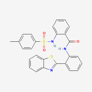 molecular formula C27H21N3O3S2 B2958148 N-[2-(1,3-benzothiazol-2-yl)phenyl]-2-[(4-methylphenyl)sulfonylamino]benzamide CAS No. 313960-35-9