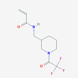 molecular formula C11H15F3N2O2 B2958179 N-[[1-(2,2,2-Trifluoroacetyl)piperidin-3-yl]methyl]prop-2-enamide CAS No. 2361656-41-7