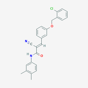 molecular formula C25H21ClN2O2 B2958185 (E)-3-[3-[(2-chlorophenyl)methoxy]phenyl]-2-cyano-N-(3,4-dimethylphenyl)prop-2-enamide CAS No. 647036-38-2