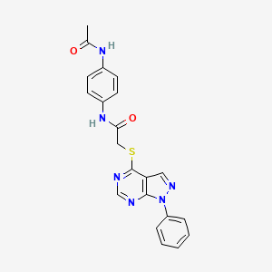 molecular formula C21H18N6O2S B2958215 N-(4-acetamidophenyl)-2-((1-phenyl-1H-pyrazolo[3,4-d]pyrimidin-4-yl)thio)acetamide CAS No. 483984-43-6