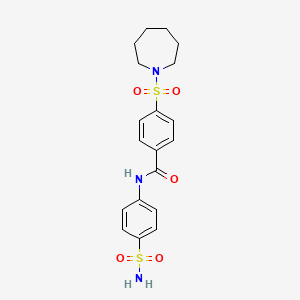 molecular formula C19H23N3O5S2 B2958221 4-(azepan-1-ylsulfonyl)-N-(4-sulfamoylphenyl)benzamide CAS No. 681250-48-6