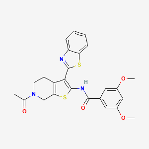 molecular formula C25H23N3O4S2 B2958249 N-(6-acetyl-3-(benzo[d]thiazol-2-yl)-4,5,6,7-tetrahydrothieno[2,3-c]pyridin-2-yl)-3,5-dimethoxybenzamide CAS No. 864859-43-8