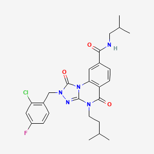 2-(2-chloro-4-fluorobenzyl)-N-isobutyl-4-(3-methylbutyl)-1,5-dioxo-1,2,4,5-tetrahydro[1,2,4]triazolo[4,3-a]quinazoline-8-carboxamide