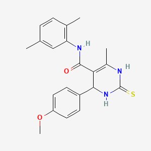 molecular formula C21H23N3O2S B2958263 N-(2,5-dimethylphenyl)-4-(4-methoxyphenyl)-6-methyl-2-sulfanylidene-1,2,3,4-tetrahydropyrimidine-5-carboxamide CAS No. 941897-99-0