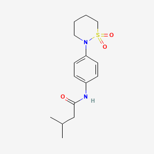 molecular formula C15H22N2O3S B2958271 N-(4-(1,1-dioxido-1,2-thiazinan-2-yl)phenyl)-3-methylbutanamide CAS No. 899979-68-1