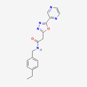 molecular formula C17H17N5O2 B2958279 N-[(4-ethylphenyl)methyl]-2-[5-(pyrazin-2-yl)-1,3,4-oxadiazol-2-yl]acetamide CAS No. 1286702-32-6