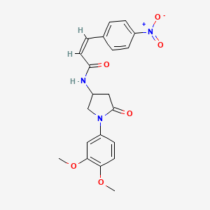 (Z)-N-(1-(3,4-dimethoxyphenyl)-5-oxopyrrolidin-3-yl)-3-(4-nitrophenyl)acrylamide