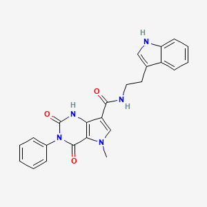 molecular formula C24H21N5O3 B2958306 N-(2-(1H-indol-3-yl)ethyl)-5-methyl-2,4-dioxo-3-phenyl-2,3,4,5-tetrahydro-1H-pyrrolo[3,2-d]pyrimidine-7-carboxamide CAS No. 921509-04-8
