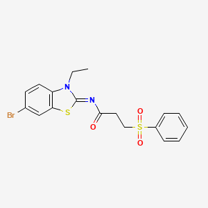 (E)-N-(6-bromo-3-ethylbenzo[d]thiazol-2(3H)-ylidene)-3-(phenylsulfonyl)propanamide