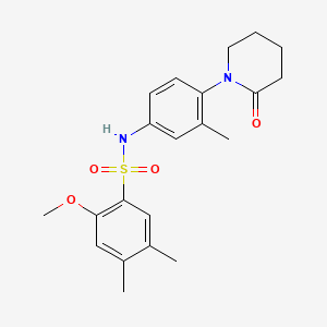 molecular formula C21H26N2O4S B2958314 2-methoxy-4,5-dimethyl-N-(3-methyl-4-(2-oxopiperidin-1-yl)phenyl)benzenesulfonamide CAS No. 941873-78-5