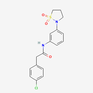 molecular formula C17H17ClN2O3S B2958319 2-(4-chlorophenyl)-N-(3-(1,1-dioxidoisothiazolidin-2-yl)phenyl)acetamide CAS No. 941974-90-9
