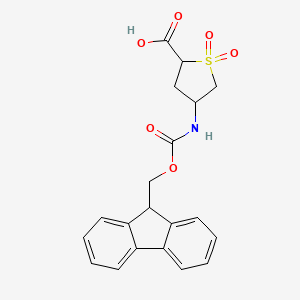 molecular formula C20H19NO6S B2958325 4-Fmoc-aminotetrahydrothiophene-2-carboxylic acid 1,1-dioxide CAS No. 2248261-08-5