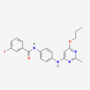 molecular formula C21H21FN4O2 B2958333 3-fluoro-N-(4-((2-methyl-6-propoxypyrimidin-4-yl)amino)phenyl)benzamide CAS No. 946234-35-1