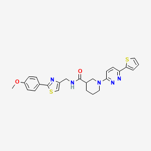 molecular formula C25H25N5O2S2 B2958340 N-((2-(4-methoxyphenyl)thiazol-4-yl)methyl)-1-(6-(thiophen-2-yl)pyridazin-3-yl)piperidine-3-carboxamide CAS No. 1251624-20-0