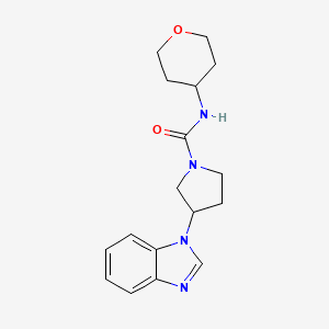 molecular formula C17H22N4O2 B2958345 3-(1H-1,3-benzodiazol-1-yl)-N-(oxan-4-yl)pyrrolidine-1-carboxamide CAS No. 2097937-08-9