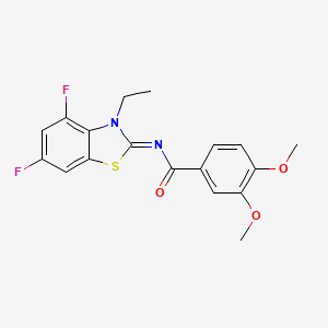molecular formula C18H16F2N2O3S B2958348 N-[(2Z)-3-ethyl-4,6-difluoro-2,3-dihydro-1,3-benzothiazol-2-ylidene]-3,4-dimethoxybenzamide CAS No. 868371-46-4