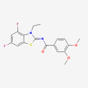 molecular formula C18H16F2N2O3S B2958348 (Z)-N-(3-ethyl-4,6-difluorobenzo[d]thiazol-2(3H)-ylidene)-3,4-dimethoxybenzamide CAS No. 868371-46-4