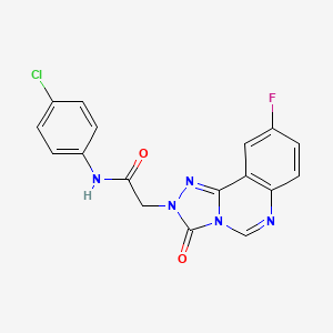 molecular formula C17H11ClFN5O2 B2958355 N-(4-chlorophenyl)-2-{9-fluoro-3-oxo-2H,3H-[1,2,4]triazolo[4,3-c]quinazolin-2-yl}acetamide CAS No. 1286721-24-1
