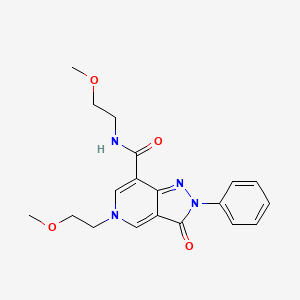 molecular formula C19H22N4O4 B2958383 N,5-bis(2-methoxyethyl)-3-oxo-2-phenyl-2H,3H,5H-pyrazolo[4,3-c]pyridine-7-carboxamide CAS No. 921579-68-2