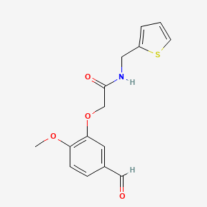 molecular formula C15H15NO4S B2958391 2-(5-formyl-2-methoxyphenoxy)-N-(thiophen-2-ylmethyl)acetamide CAS No. 790266-81-8