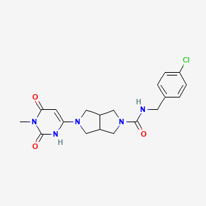 molecular formula C19H22ClN5O3 B2958393 N-[(4-Chlorophenyl)methyl]-2-(3-methyl-2,4-dioxo-1H-pyrimidin-6-yl)-1,3,3a,4,6,6a-hexahydropyrrolo[3,4-c]pyrrole-5-carboxamide CAS No. 2415491-54-0