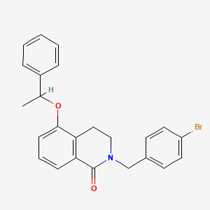 molecular formula C24H22BrNO2 B2958397 2-[(4-Bromophenyl)methyl]-5-(1-phenylethoxy)-3,4-dihydroisoquinolin-1-one CAS No. 850904-14-2