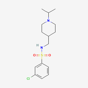 molecular formula C15H23ClN2O2S B2958398 3-chloro-N-((1-isopropylpiperidin-4-yl)methyl)benzenesulfonamide CAS No. 946382-99-6