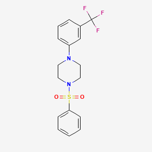 molecular formula C17H17F3N2O2S B2958400 1-(Benzenesulfonyl)-4-[3-(trifluoromethyl)phenyl]piperazine CAS No. 431995-94-7