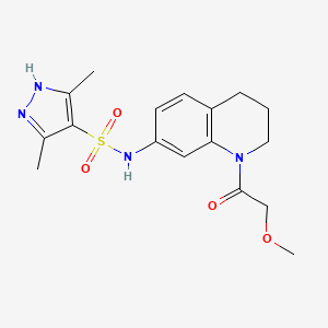 molecular formula C17H22N4O4S B2958403 N-(1-(2-methoxyacetyl)-1,2,3,4-tetrahydroquinolin-7-yl)-3,5-dimethyl-1H-pyrazole-4-sulfonamide CAS No. 1286696-23-8