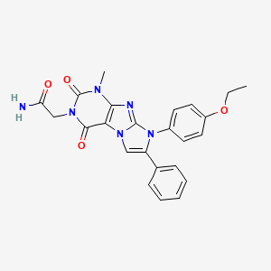 molecular formula C24H22N6O4 B2958407 2-(8-(4-ethoxyphenyl)-1-methyl-2,4-dioxo-7-phenyl-1H-imidazo[2,1-f]purin-3(2H,4H,8H)-yl)acetamide CAS No. 896297-89-5