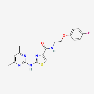 molecular formula C18H18FN5O2S B2958413 2-((4,6-dimethylpyrimidin-2-yl)amino)-N-(2-(4-fluorophenoxy)ethyl)thiazole-4-carboxamide CAS No. 1251563-50-4