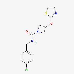 molecular formula C14H14ClN3O2S B2958431 N-[(4-chlorophenyl)methyl]-3-(1,3-thiazol-2-yloxy)azetidine-1-carboxamide CAS No. 1797875-17-2