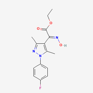 molecular formula C15H16FN3O3 B2958432 ethyl 2-[1-(4-fluorophenyl)-3,5-dimethyl-1H-pyrazol-4-yl]-2-(N-hydroxyimino)acetate CAS No. 1006481-95-3