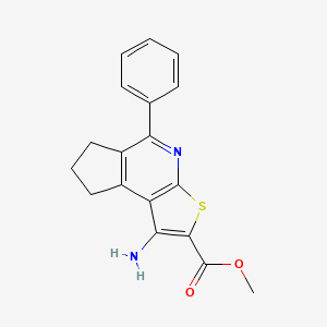 molecular formula C18H16N2O2S B2958447 methyl 1-amino-5-phenyl-7,8-dihydro-6H-cyclopenta[d]thieno[2,3-b]pyridine-2-carboxylate CAS No. 861209-21-4