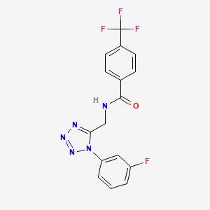 molecular formula C16H11F4N5O B2958455 N-((1-(3-fluorophenyl)-1H-tetrazol-5-yl)methyl)-4-(trifluoromethyl)benzamide CAS No. 920465-11-8