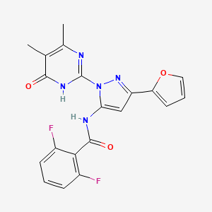 molecular formula C20H15F2N5O3 B2958472 N-(1-(4,5-dimethyl-6-oxo-1,6-dihydropyrimidin-2-yl)-3-(furan-2-yl)-1H-pyrazol-5-yl)-2,6-difluorobenzamide CAS No. 1172807-30-5