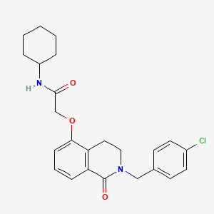 molecular formula C24H27ClN2O3 B2958504 2-((2-(4-chlorobenzyl)-1-oxo-1,2,3,4-tetrahydroisoquinolin-5-yl)oxy)-N-cyclohexylacetamide CAS No. 850906-61-5