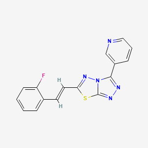 molecular formula C16H10FN5S B2958507 (E)-6-(2-fluorostyryl)-3-(pyridin-3-yl)-[1,2,4]triazolo[3,4-b][1,3,4]thiadiazole CAS No. 853891-63-1