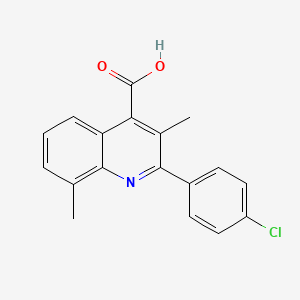 molecular formula C18H14ClNO2 B2958511 2-(4-Chlorophenyl)-3,8-dimethylquinoline-4-carboxylic acid CAS No. 492448-66-5