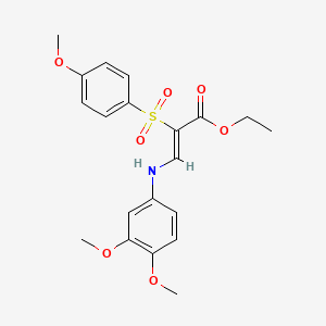 molecular formula C20H23NO7S B2958562 ethyl (2Z)-3-[(3,4-dimethoxyphenyl)amino]-2-(4-methoxybenzenesulfonyl)prop-2-enoate CAS No. 2380195-50-4