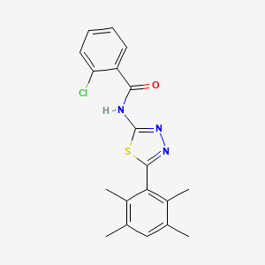 2-chloro-N-[5-(2,3,5,6-tetramethylphenyl)-1,3,4-thiadiazol-2-yl]benzamide