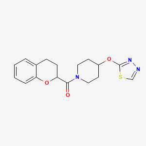 molecular formula C17H19N3O3S B2958687 (4-((1,3,4-Thiadiazol-2-yl)oxy)piperidin-1-yl)(chroman-2-yl)methanone CAS No. 2176202-25-6