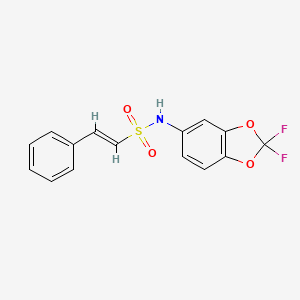 molecular formula C15H11F2NO4S B2958699 (E)-N-(2,2-difluoro-1,3-benzodioxol-5-yl)-2-phenylethenesulfonamide CAS No. 1089650-85-0