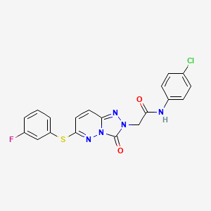 molecular formula C19H13ClFN5O2S B2958732 N-(4-chlorophenyl)-2-{6-[(3-fluorophenyl)sulfanyl]-3-oxo-2H,3H-[1,2,4]triazolo[4,3-b]pyridazin-2-yl}acetamide CAS No. 1114902-88-3