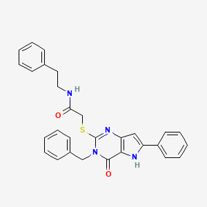 molecular formula C29H26N4O2S B2958770 2-((3-benzyl-4-oxo-6-phenyl-4,5-dihydro-3H-pyrrolo[3,2-d]pyrimidin-2-yl)thio)-N-phenethylacetamide CAS No. 1115286-74-2